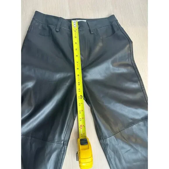 Mango Black Straight Leather Pants - Size 4 - NEW